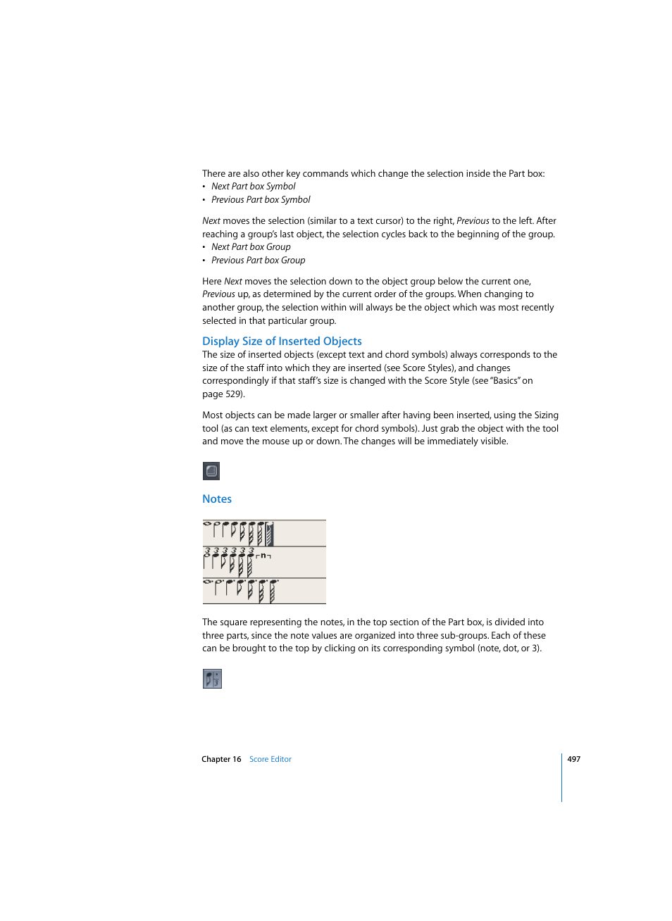 Display size of inserted objects, Notes | Apple Logic Pro 7 User Manual | Page 497 / 730
