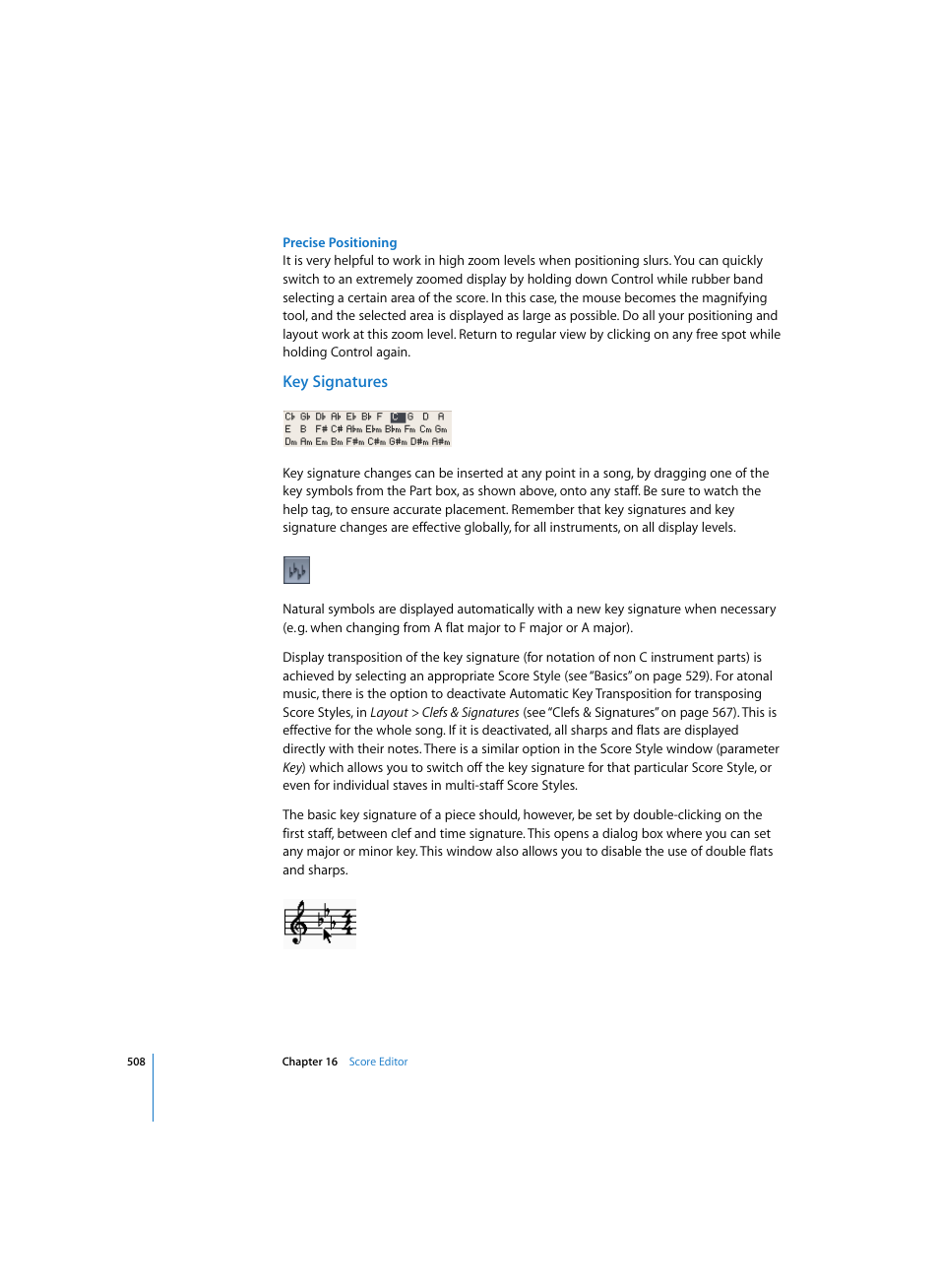 Precise positioning, Key signatures | Apple Logic Pro 7 User Manual | Page 508 / 730