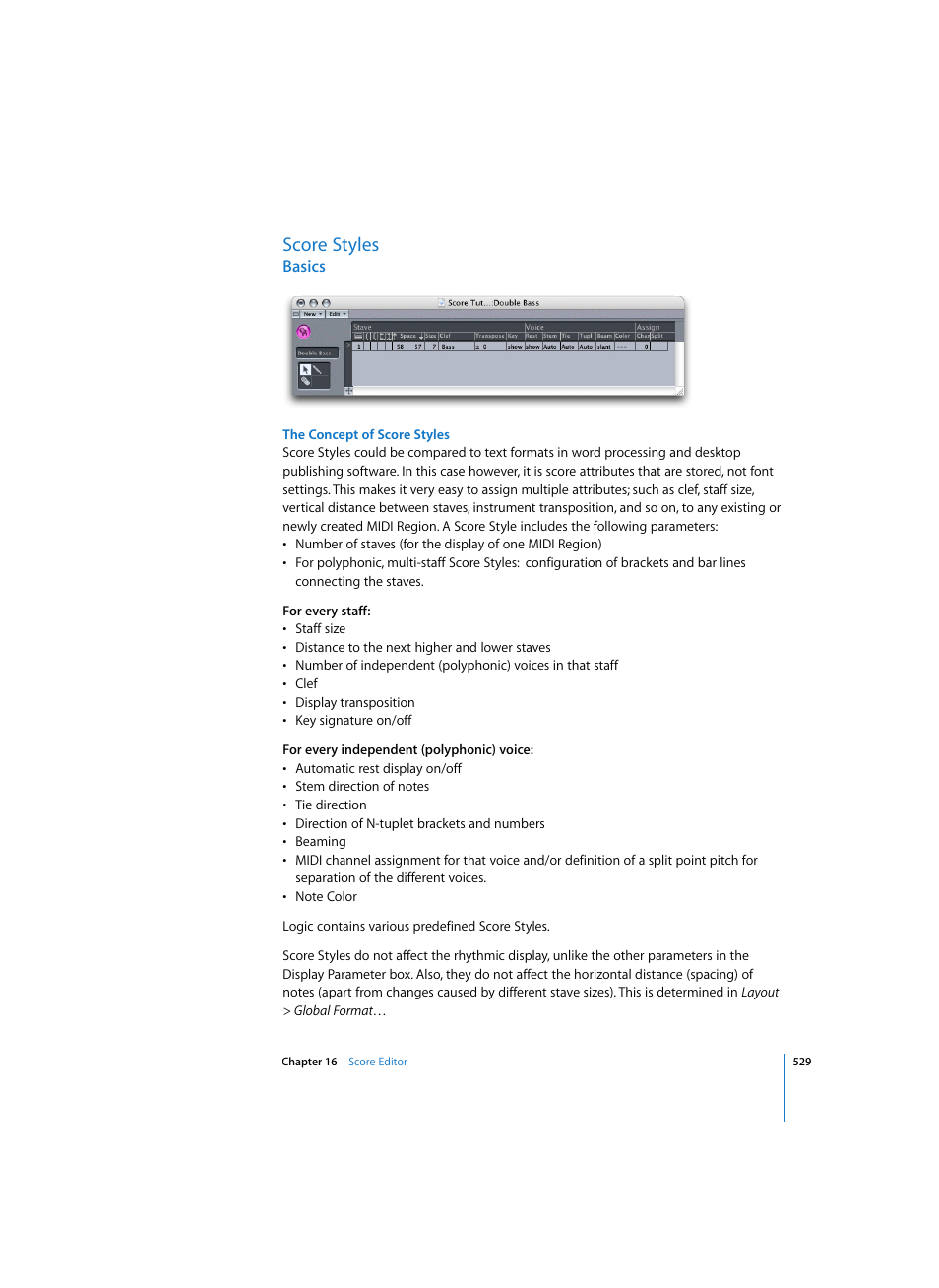 Score styles, Basics, The concept of score styles | Apple Logic Pro 7 User Manual | Page 529 / 730