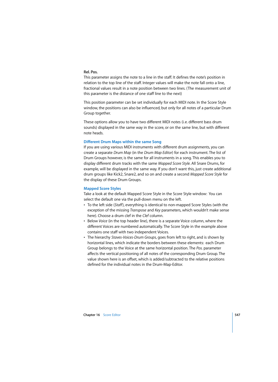 Different drum maps within the same song, Mapped score styles | Apple Logic Pro 7 User Manual | Page 547 / 730