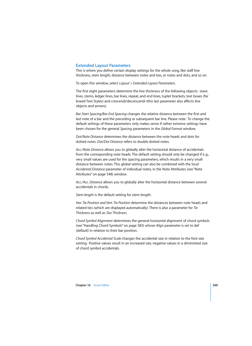 Extended layout parameters | Apple Logic Pro 7 User Manual | Page 569 / 730