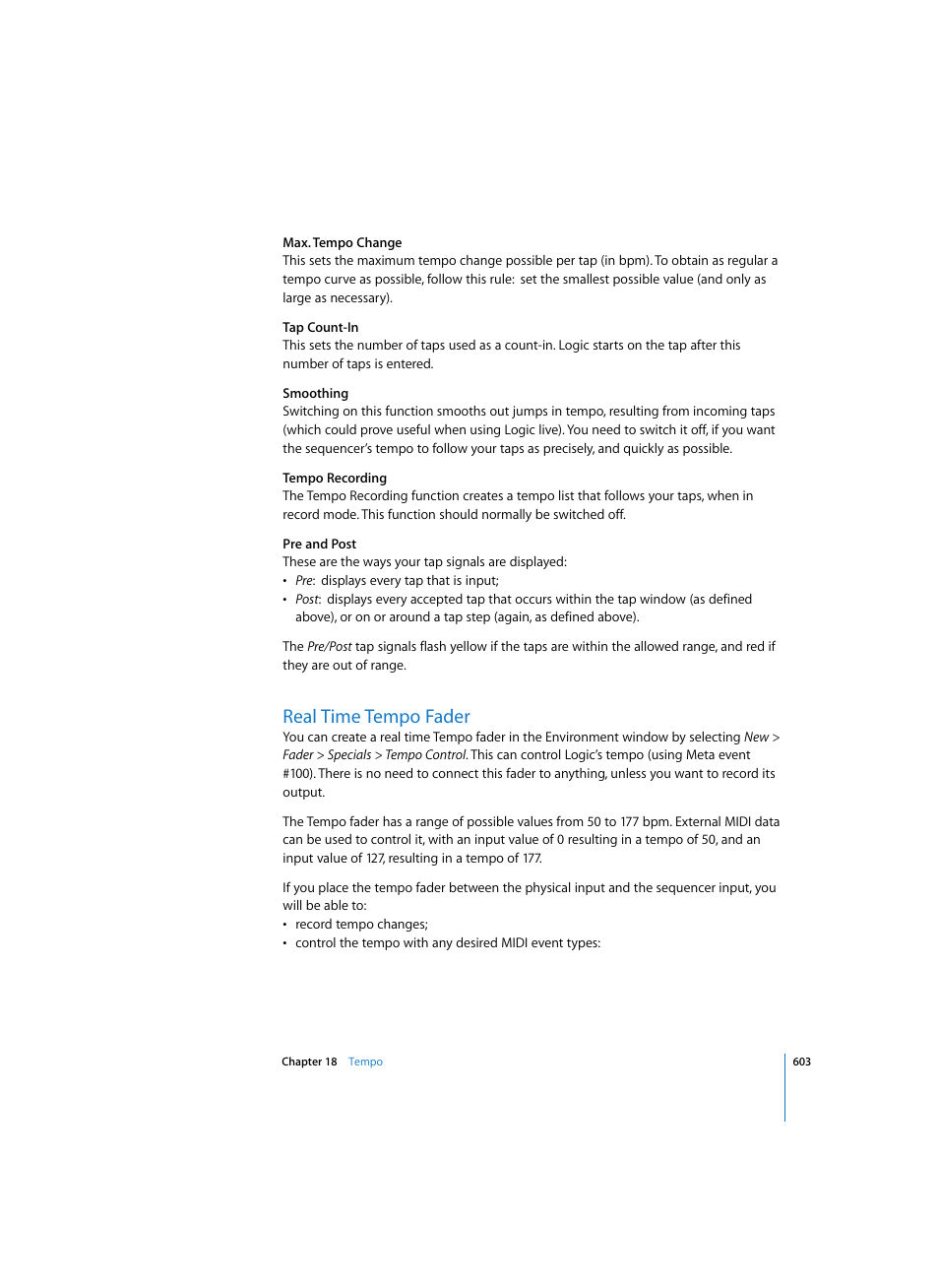 Real time tempo fader | Apple Logic Pro 7 User Manual | Page 603 / 730