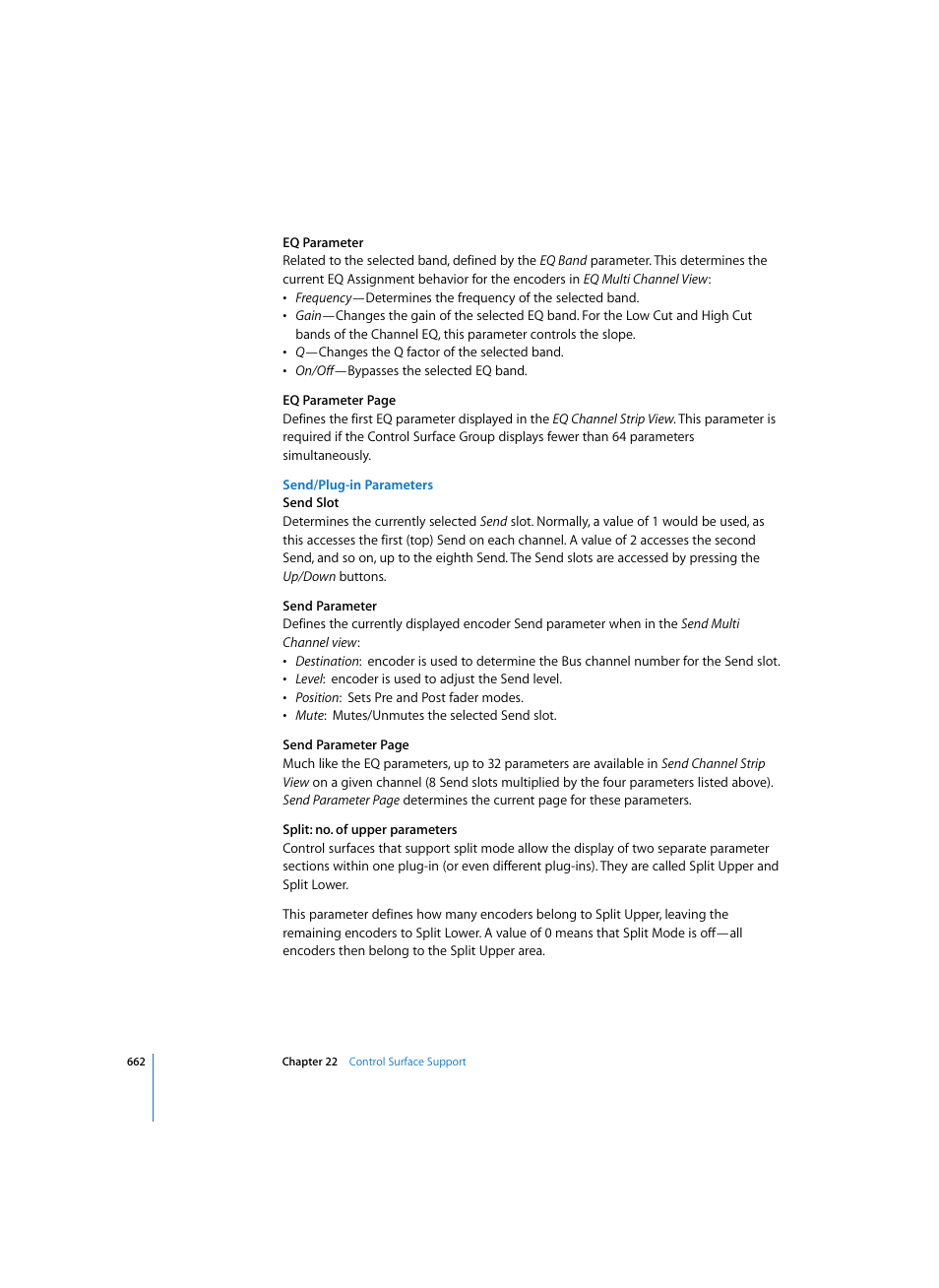 Send/plug-in parameters | Apple Logic Pro 7 User Manual | Page 662 / 730