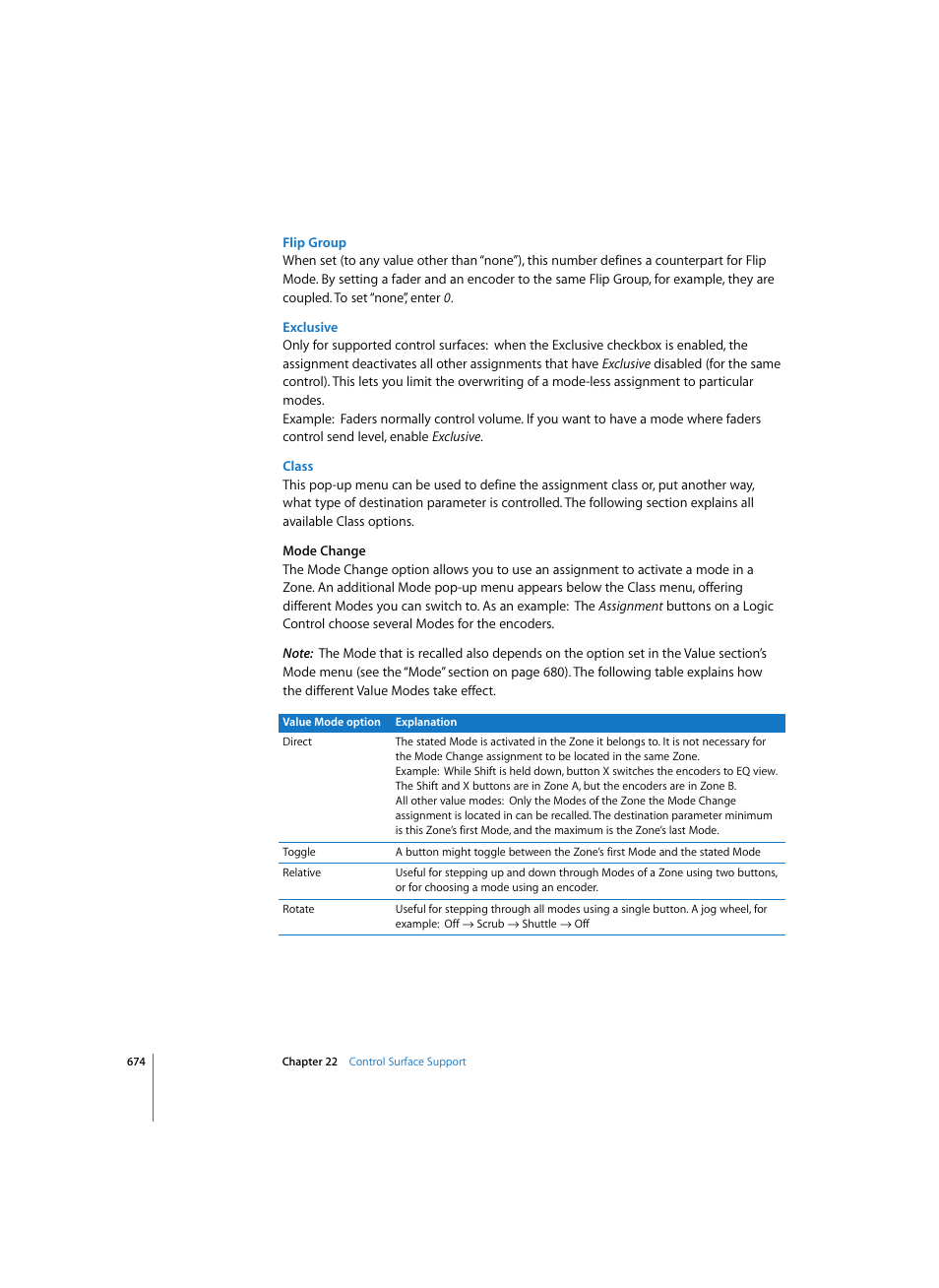 Flip group, Exclusive, Class | Apple Logic Pro 7 User Manual | Page 674 / 730