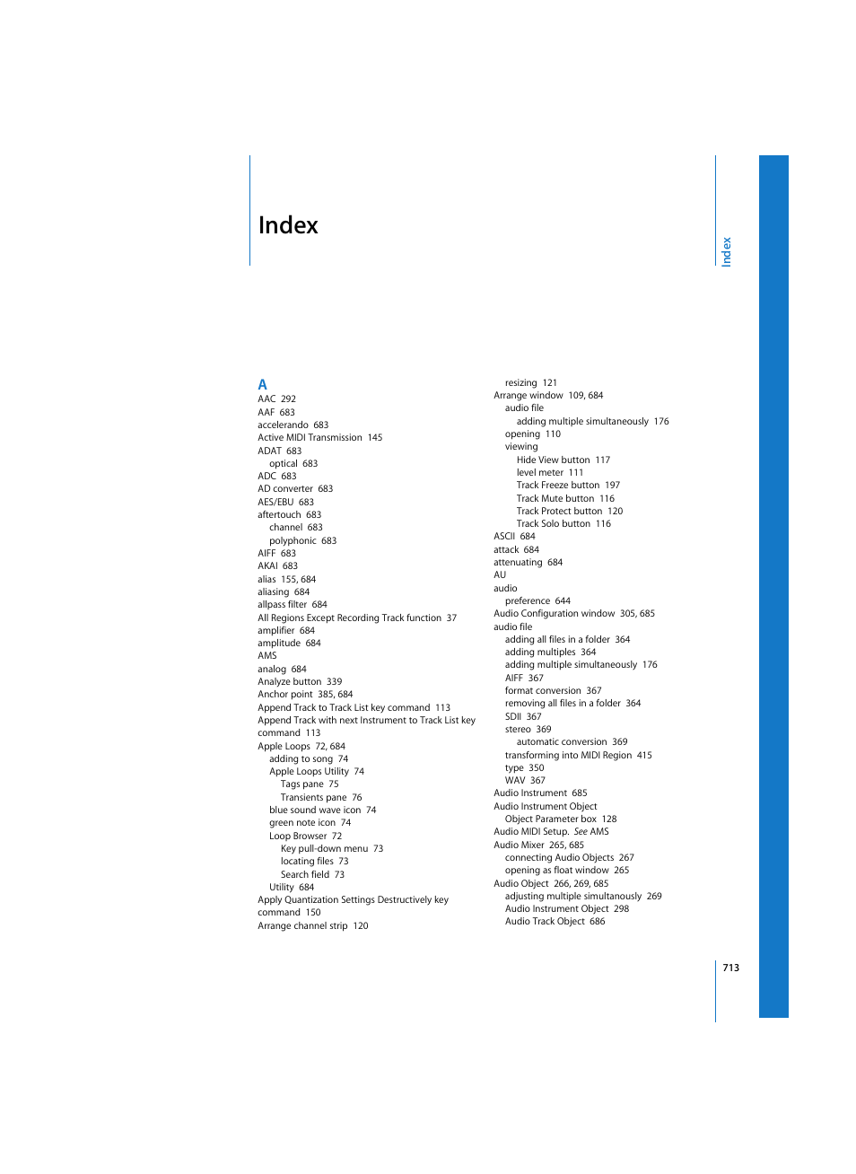 Index | Apple Logic Pro 7 User Manual | Page 713 / 730