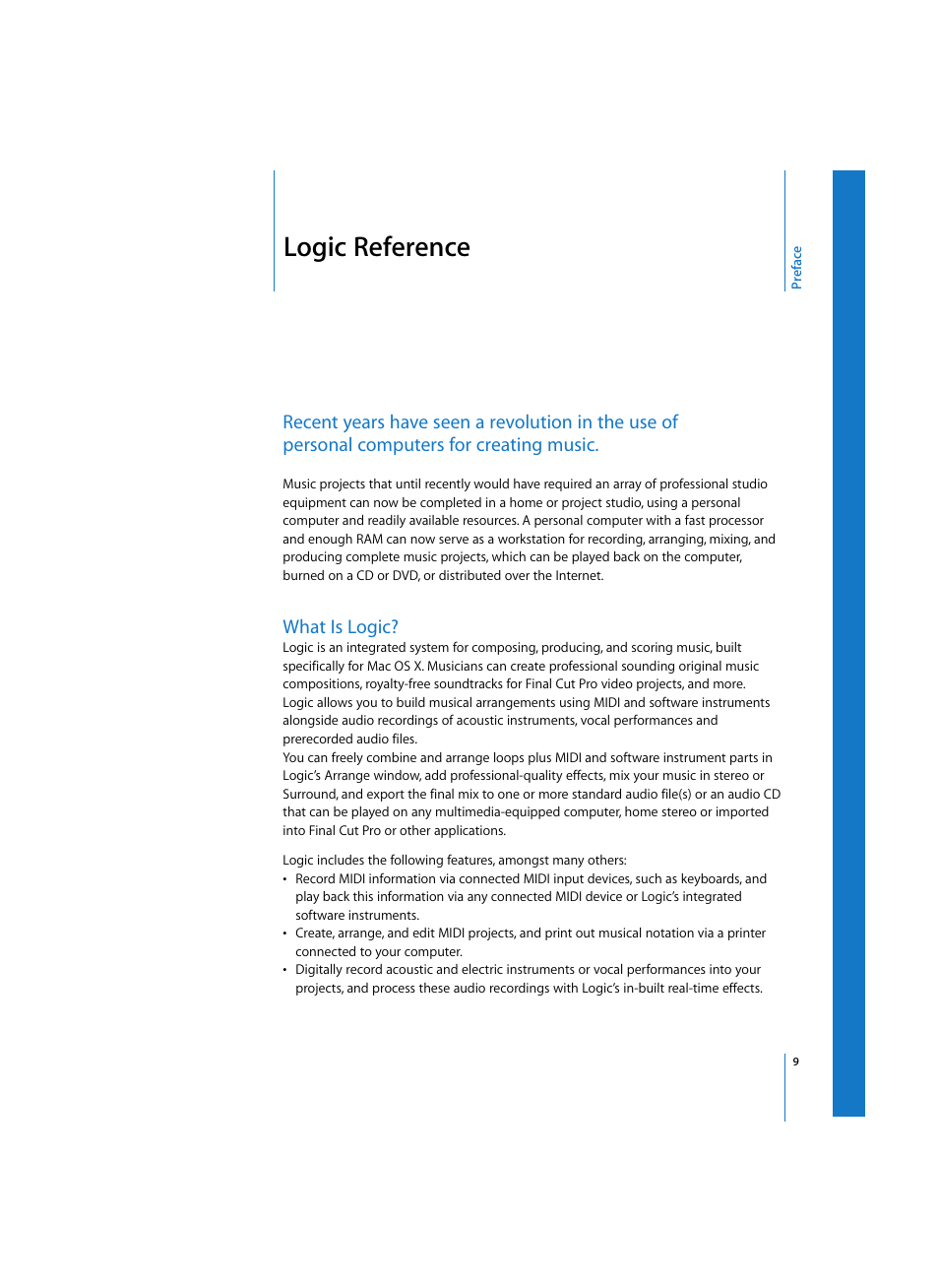 Logic reference, What is logic | Apple Logic Pro 7 User Manual | Page 9 / 730