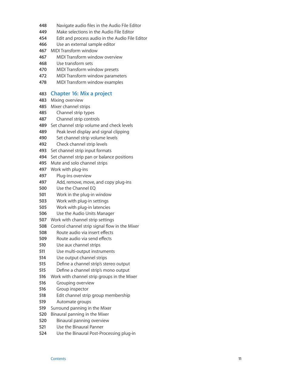 Chapter 16: mix a project | Apple Logic Pro X User Manual | Page 11 / 919