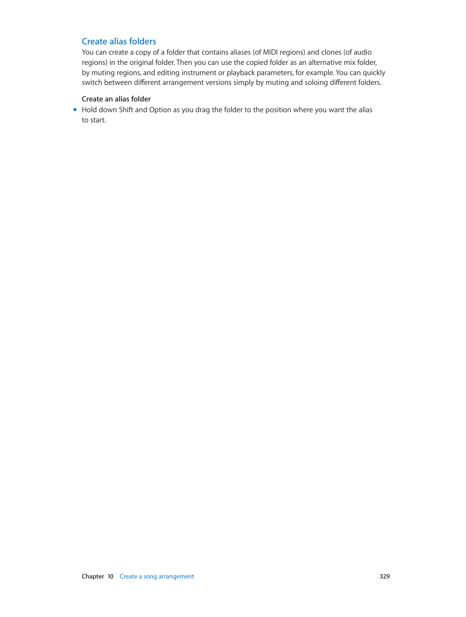 Create alias folders | Apple Logic Pro X User Manual | Page 329 / 919