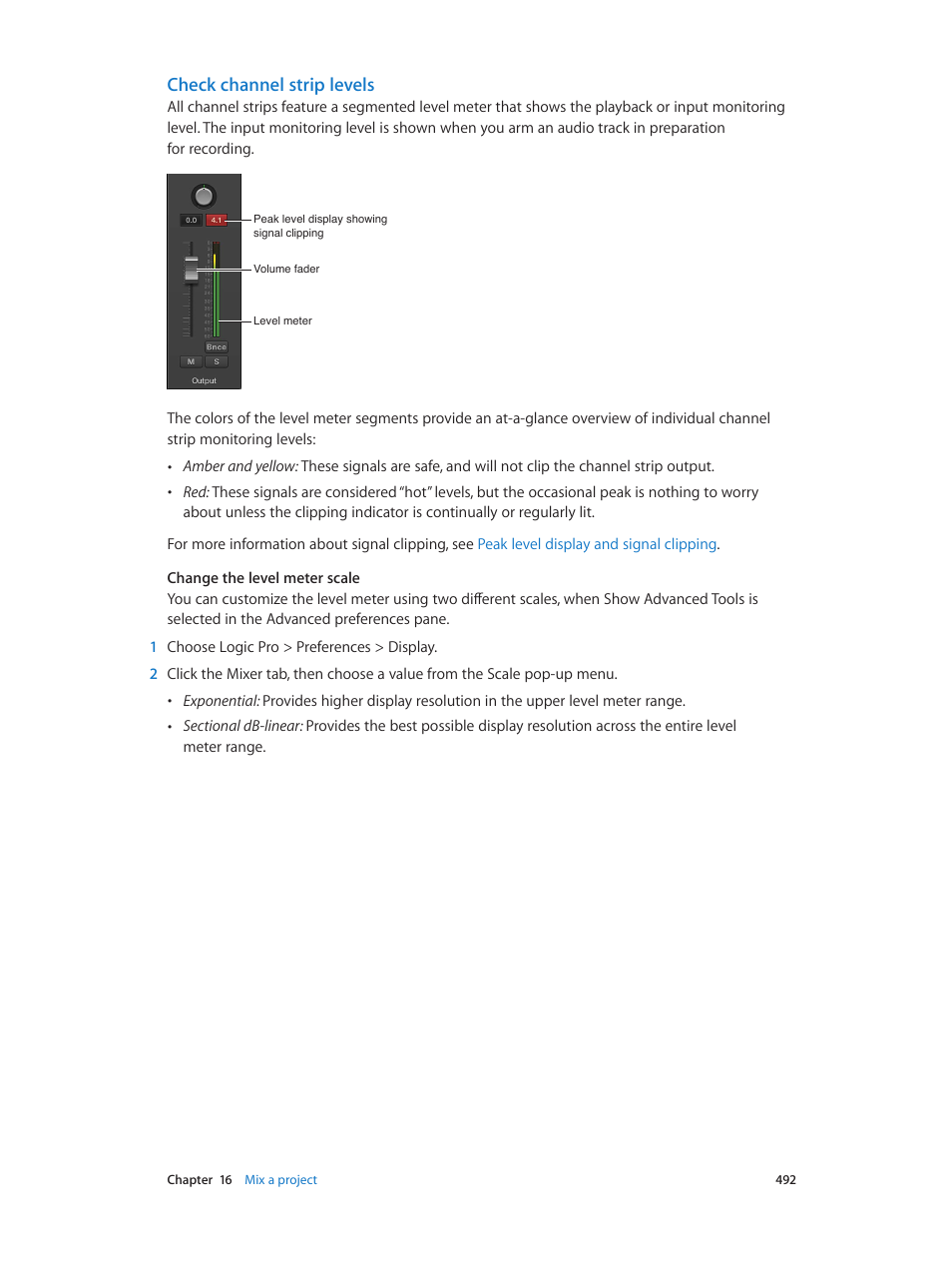 Check channel strip levels | Apple Logic Pro X User Manual | Page 492 / 919