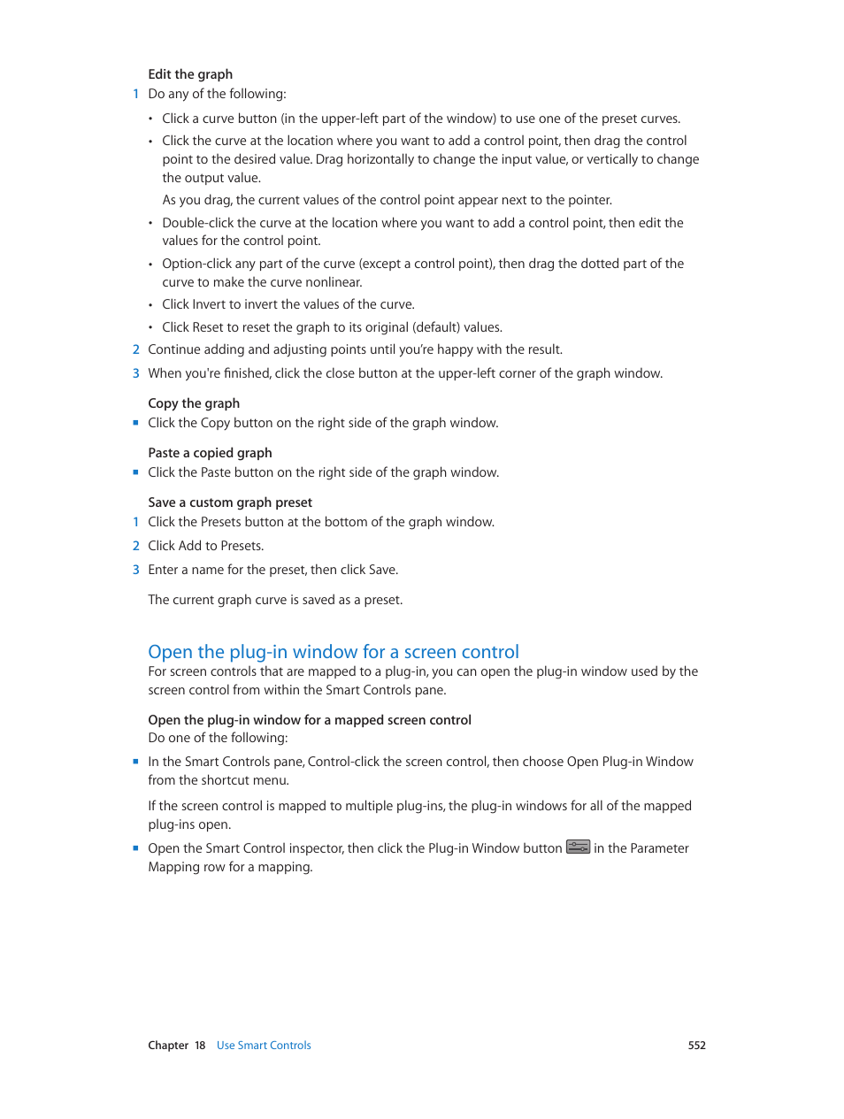 Open the plug-in window for a screen control, 552 open the plug-in window for a screen control | Apple Logic Pro X User Manual | Page 552 / 919