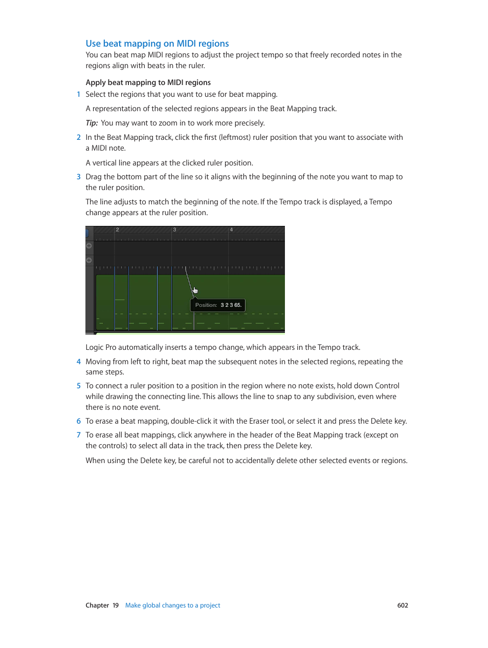 Use beat mapping on midi regions | Apple Logic Pro X User Manual | Page 602 / 919