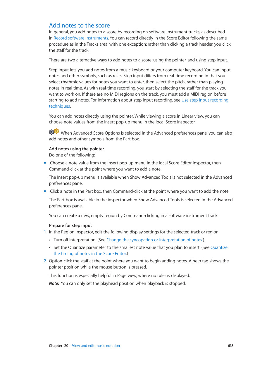 Add notes to the score, 618 add notes to the score | Apple Logic Pro X User Manual | Page 618 / 919