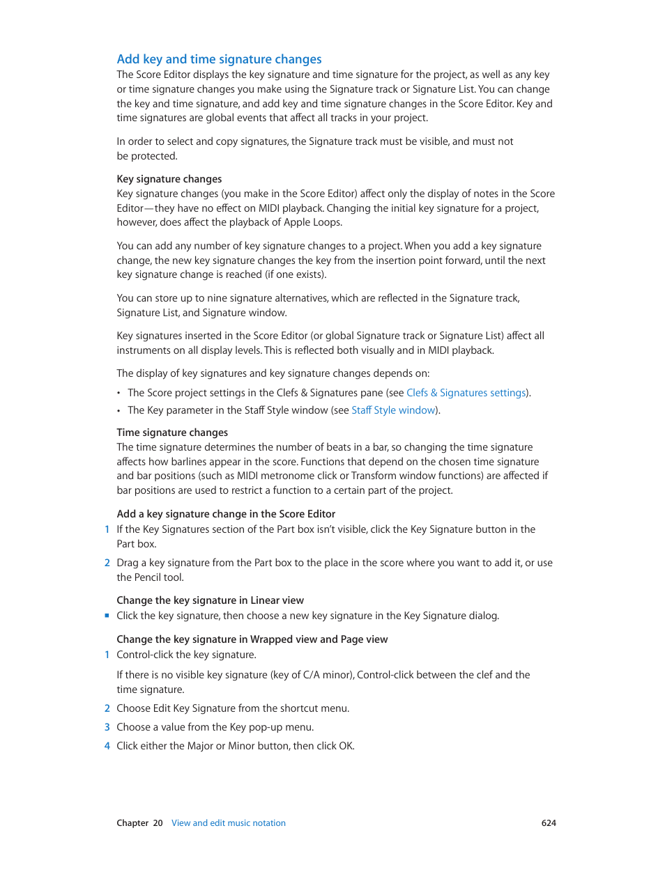Add key and time signature changes | Apple Logic Pro X User Manual | Page 624 / 919