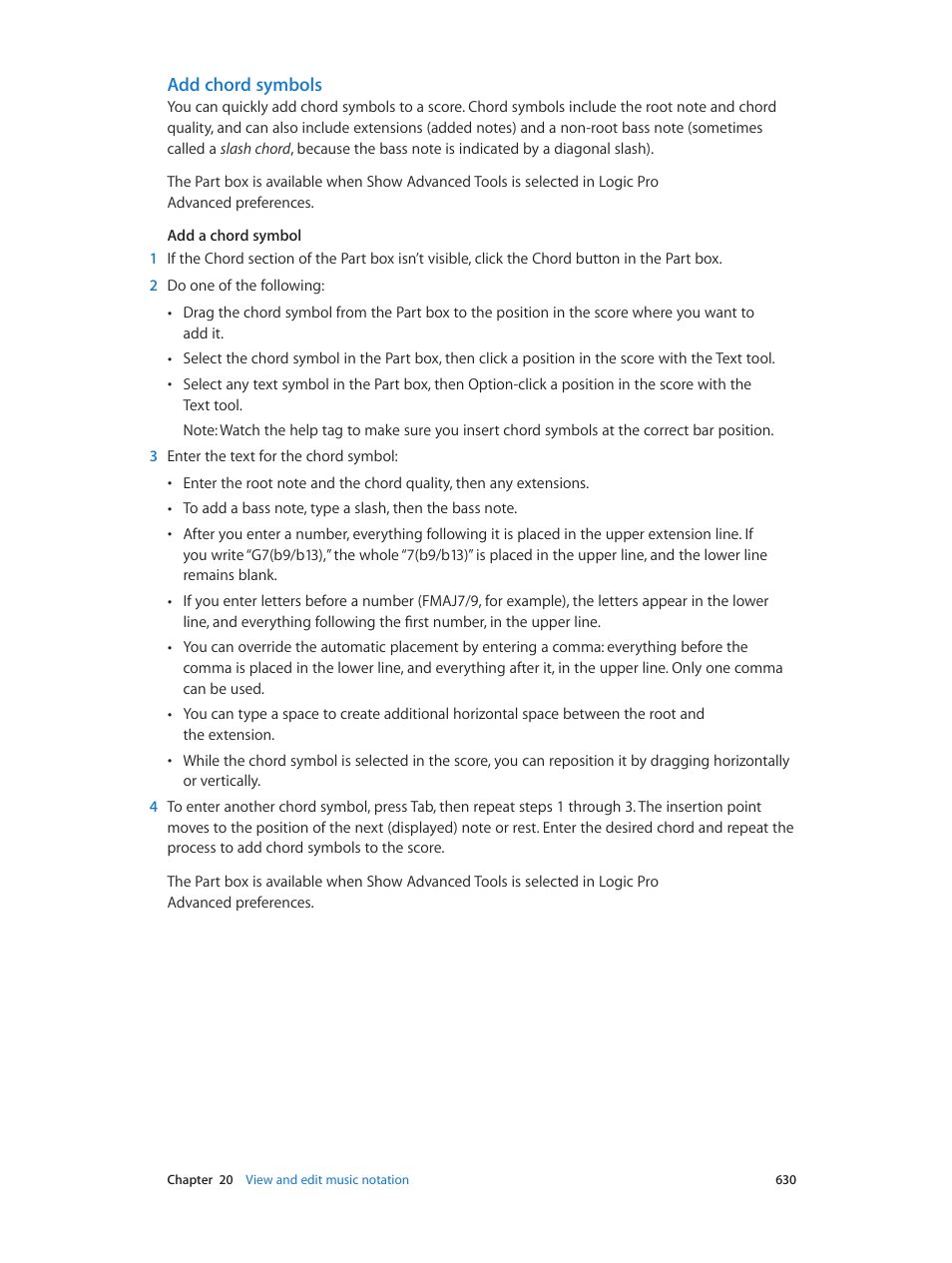 Add chord symbols | Apple Logic Pro X User Manual | Page 630 / 919