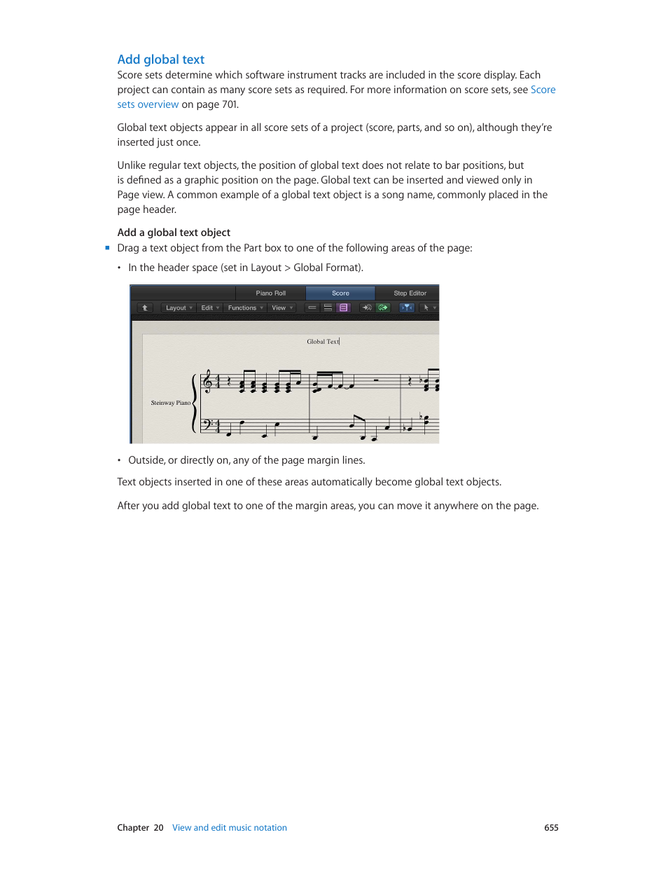 Add global text | Apple Logic Pro X User Manual | Page 655 / 919