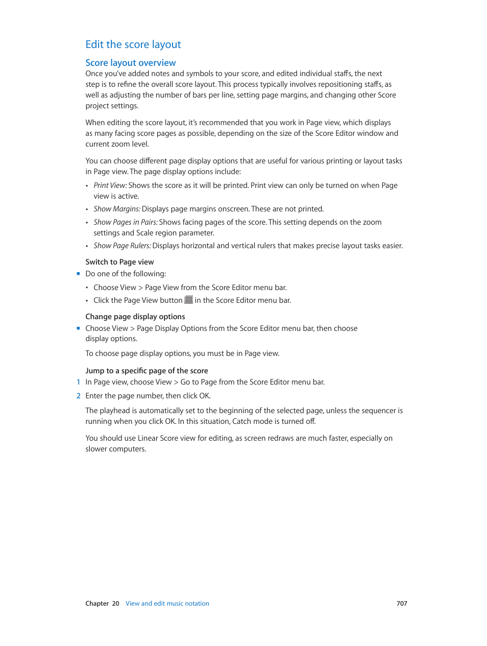 Edit the score layout, Score layout overview, 707 edit the score layout 707 | Apple Logic Pro X User Manual | Page 707 / 919