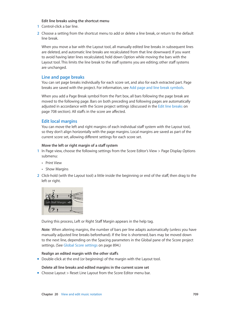 Edit local margins, Line and page breaks | Apple Logic Pro X User Manual | Page 709 / 919