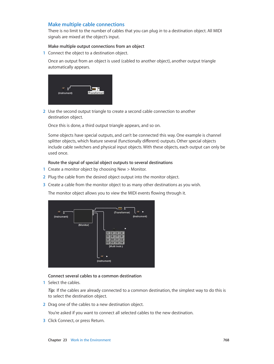 Make multiple cable connections | Apple Logic Pro X User Manual | Page 768 / 919