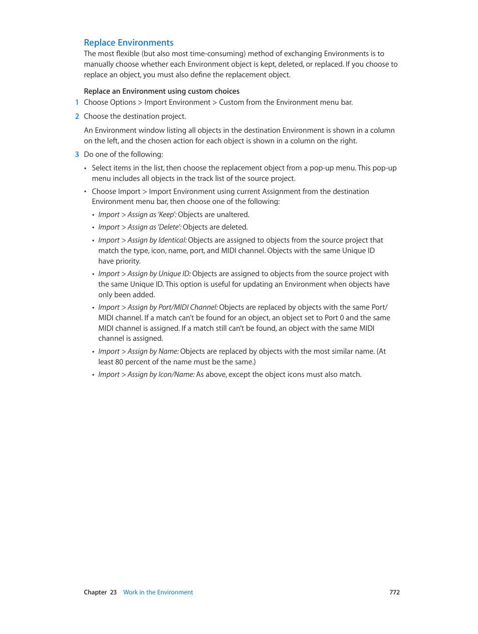 Replace environments | Apple Logic Pro X User Manual | Page 772 / 919