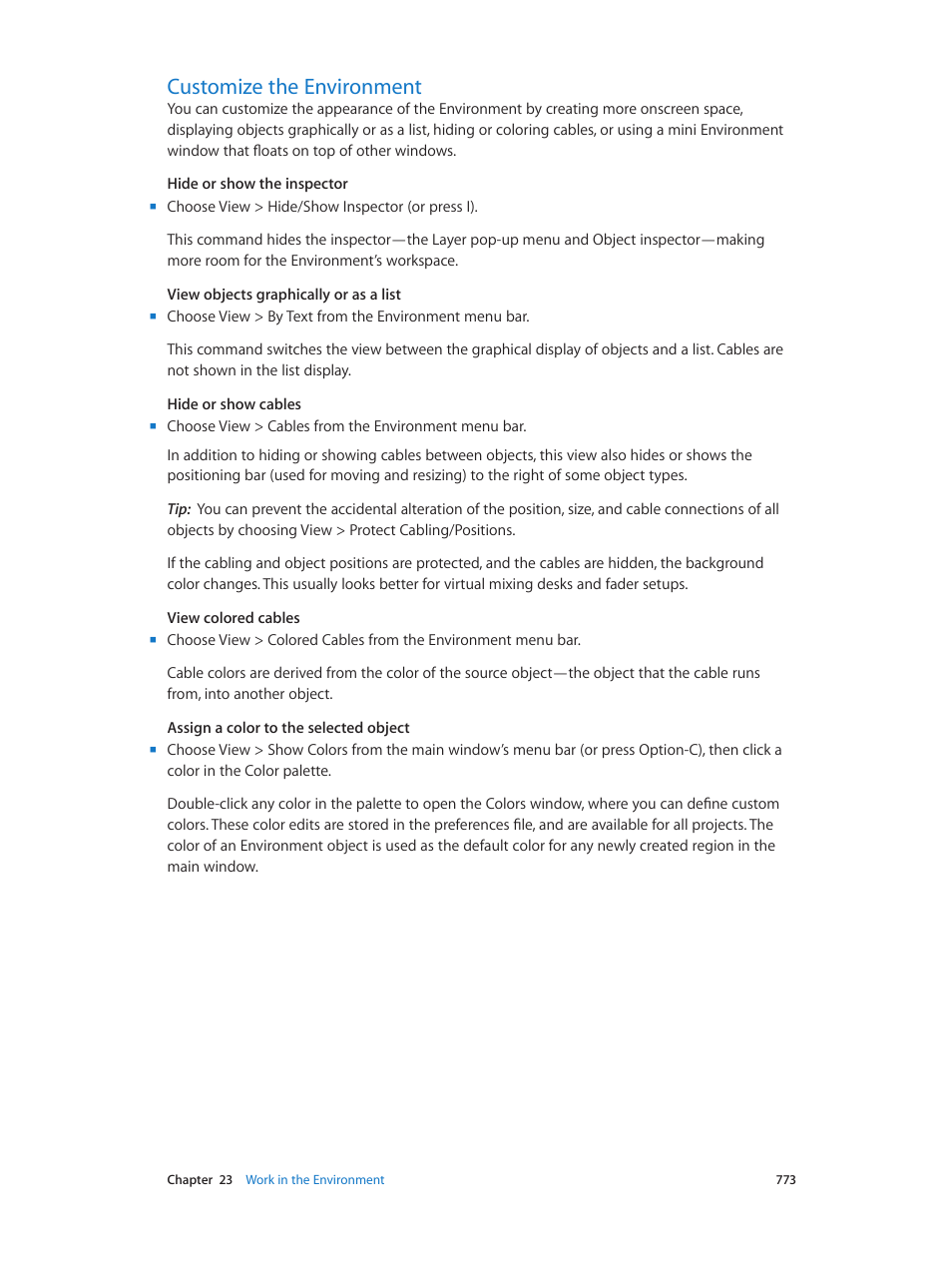 Customize the environment, 773 customize the environment | Apple Logic Pro X User Manual | Page 773 / 919