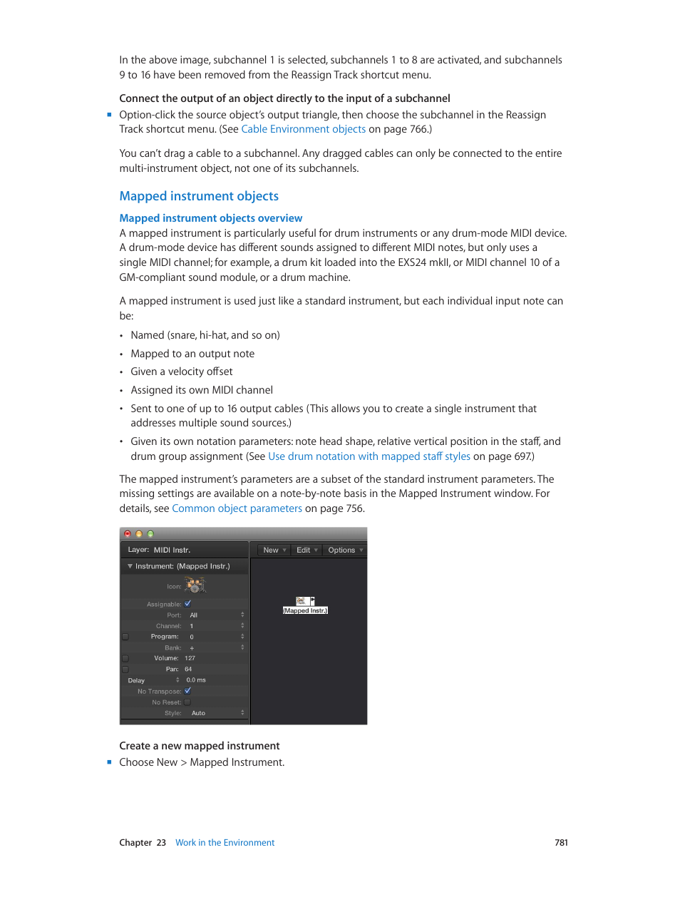 Mapped instrument objects | Apple Logic Pro X User Manual | Page 781 / 919