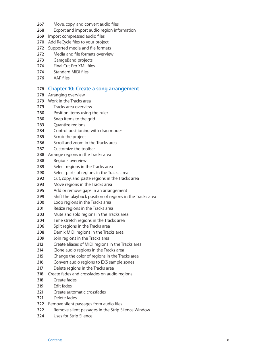 Chapter 10: create a song arrangement | Apple Logic Pro X User Manual | Page 8 / 919