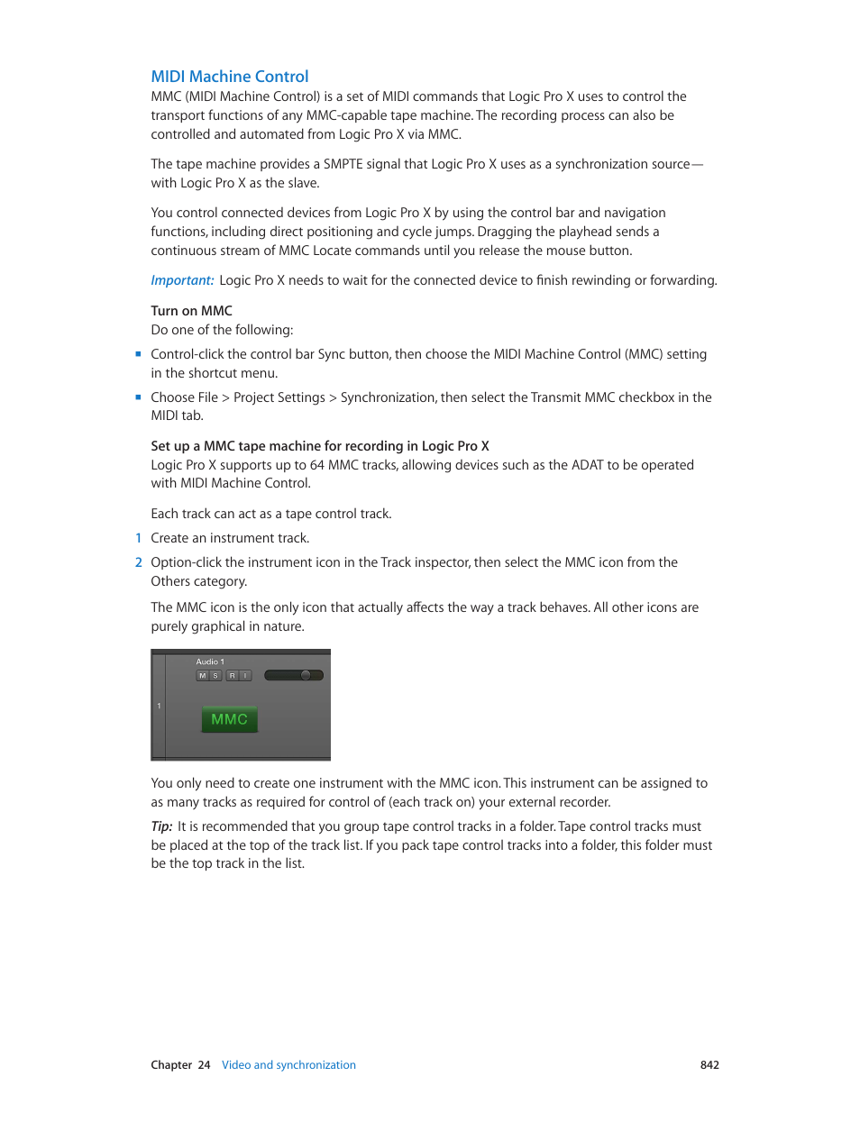 Midi machine control | Apple Logic Pro X User Manual | Page 842 / 919