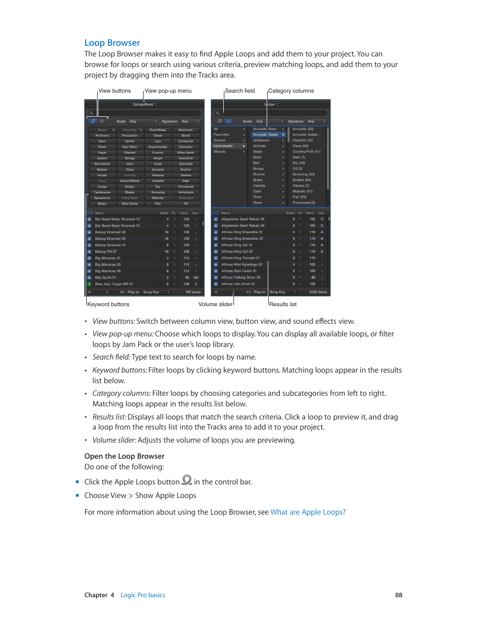 Loop browser | Apple Logic Pro X User Manual | Page 88 / 919