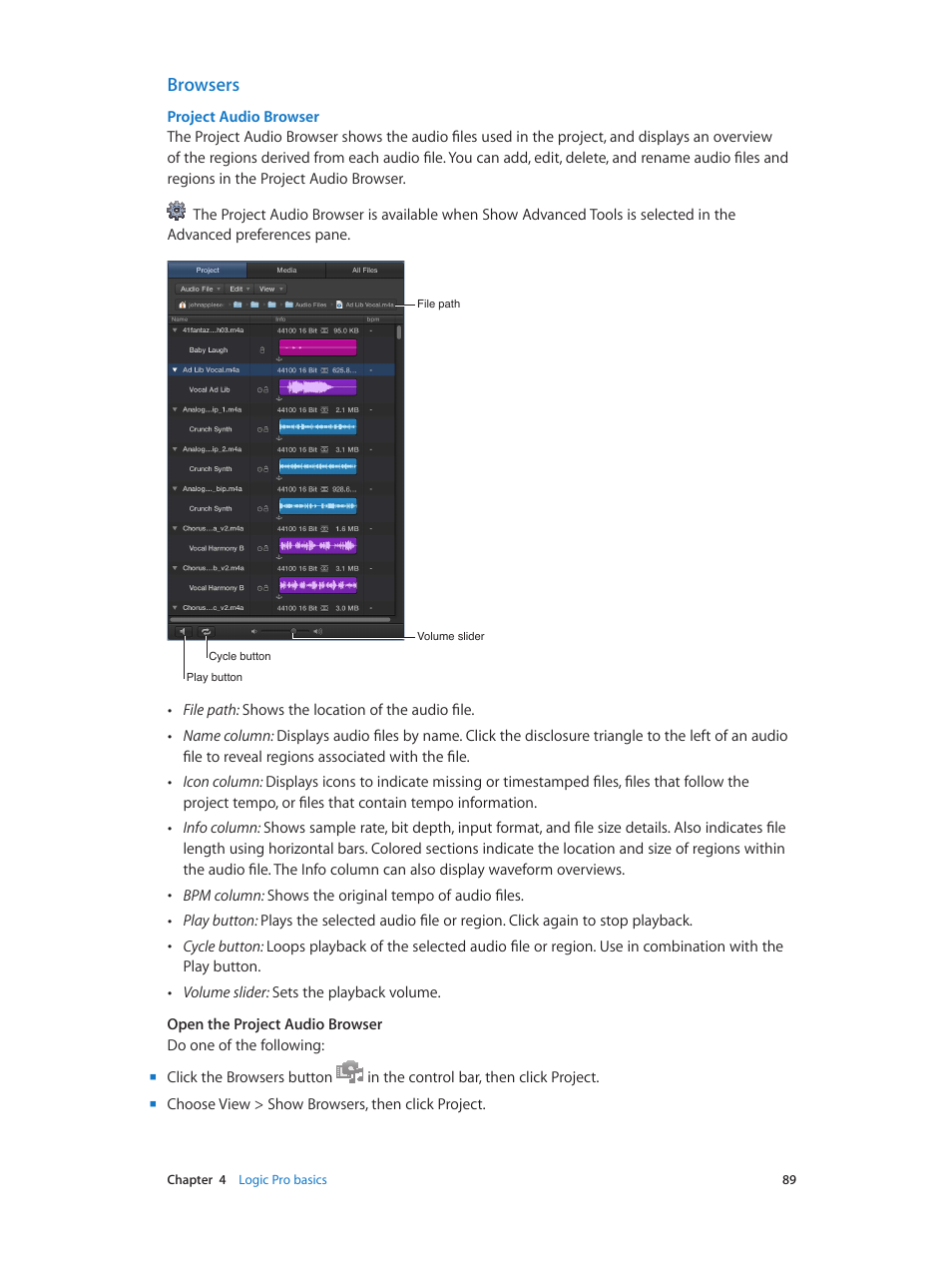 Browsers | Apple Logic Pro X User Manual | Page 89 / 919