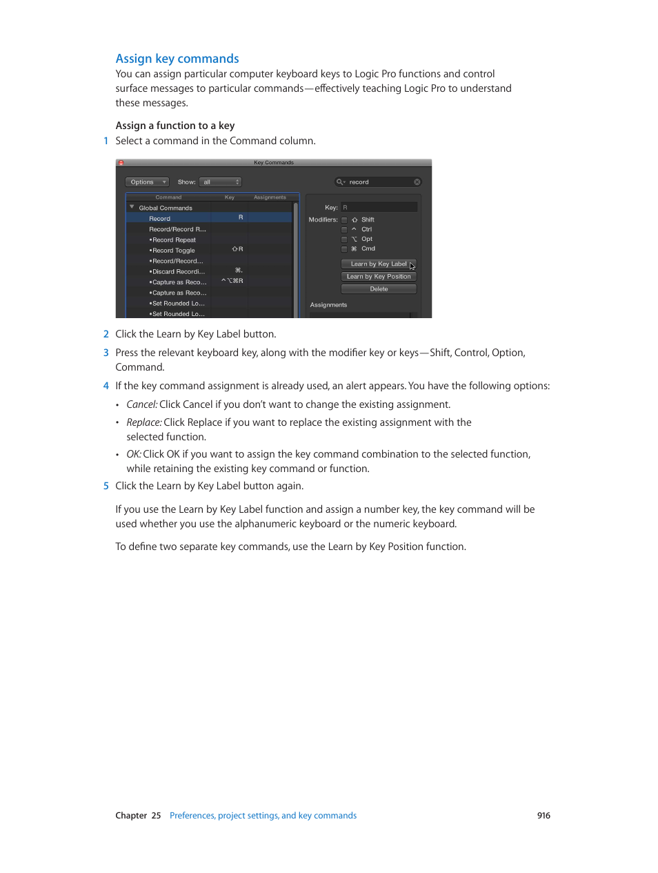 Assign key commands | Apple Logic Pro X User Manual | Page 916 / 919