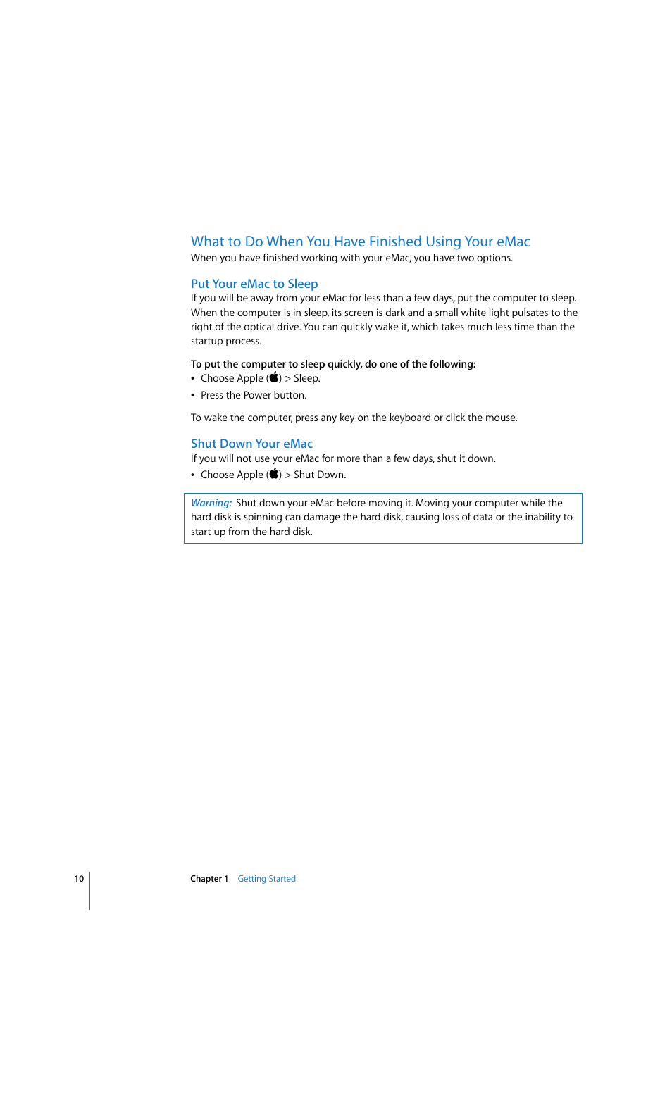 What to do when you have finished using your emac | Apple eMac 2005 User Manual | Page 10 / 96
