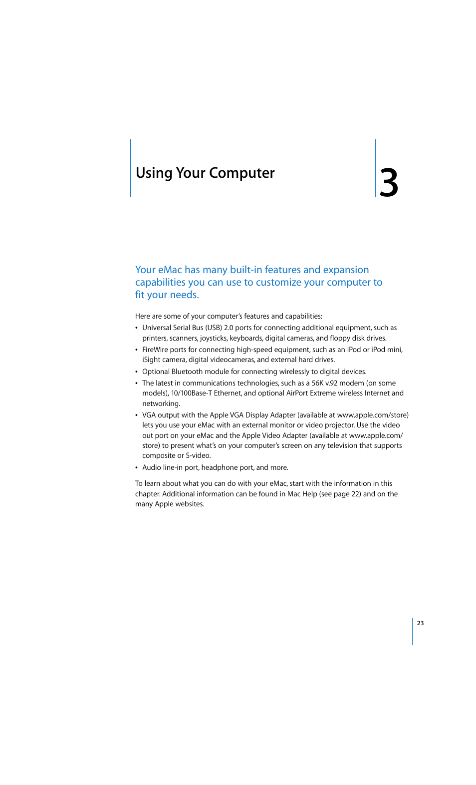 Using your computer | Apple eMac 2005 User Manual | Page 23 / 96