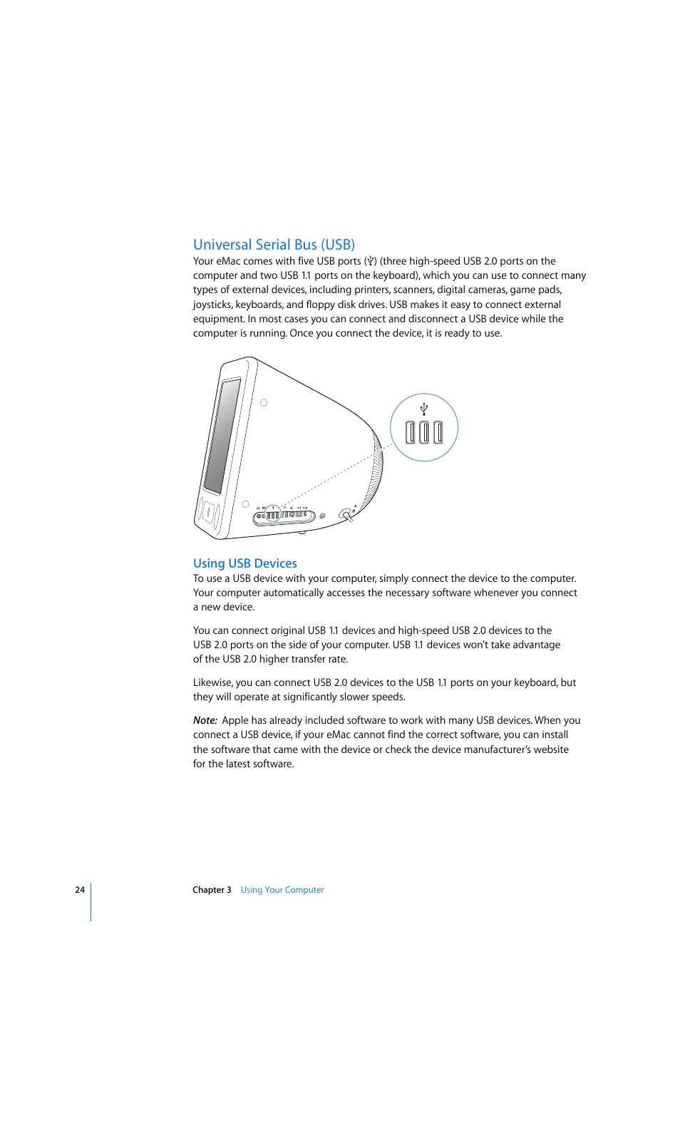 Universal serial bus (usb) | Apple eMac 2005 User Manual | Page 24 / 96