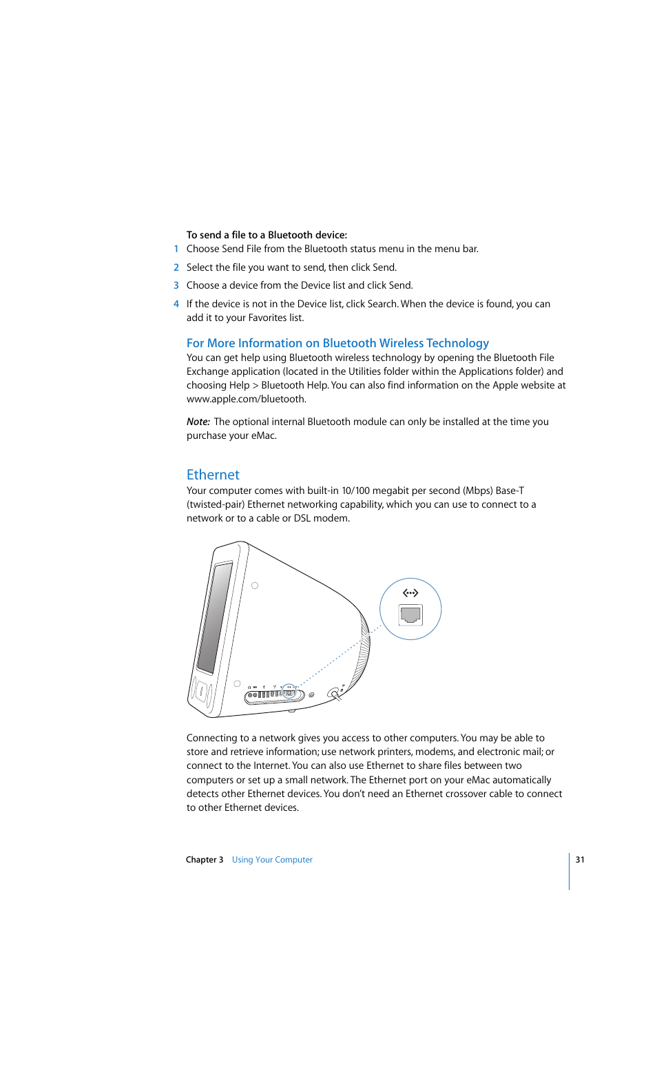 Ethernet | Apple eMac 2005 User Manual | Page 31 / 96