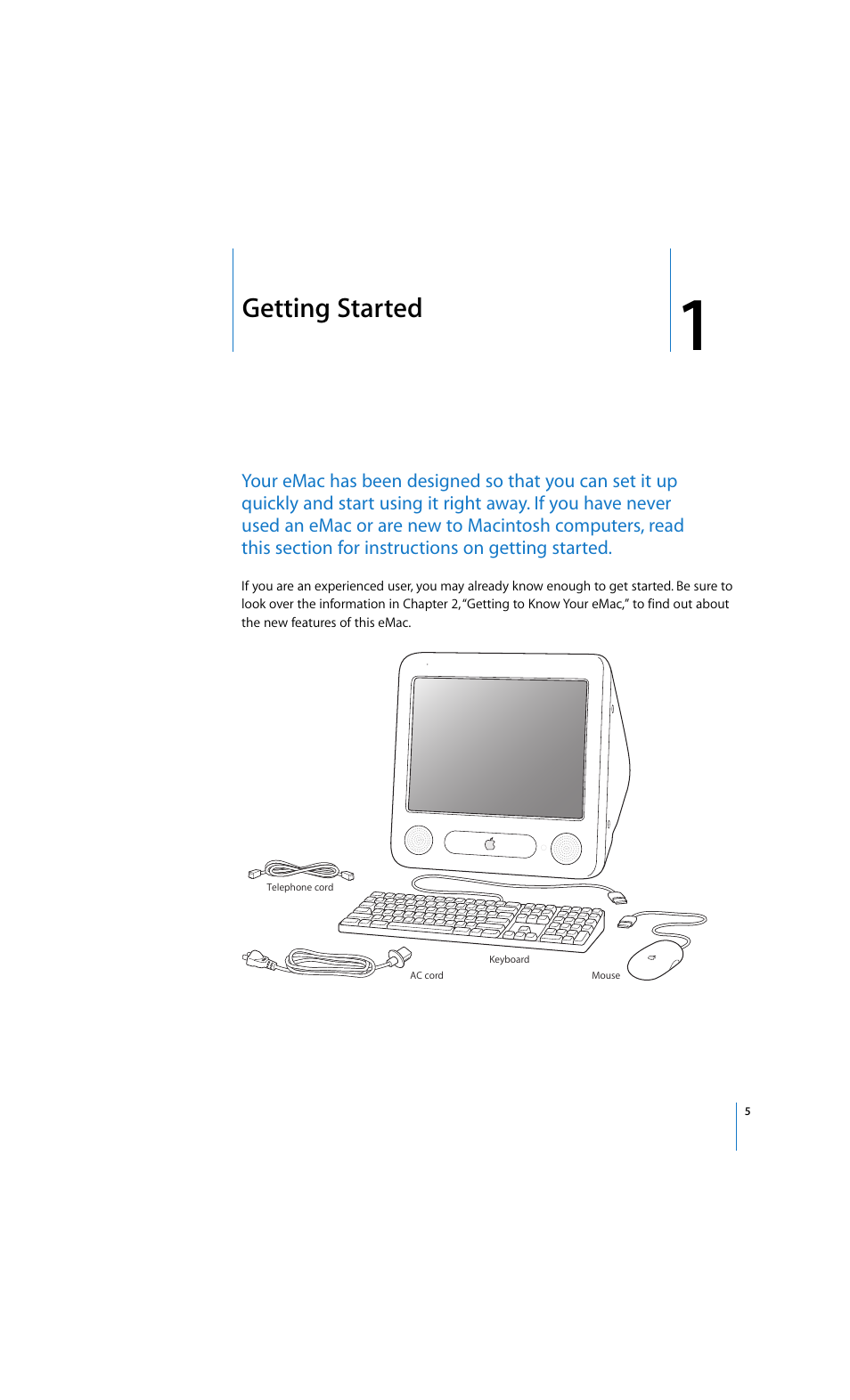 Getting started | Apple eMac 2005 User Manual | Page 5 / 96