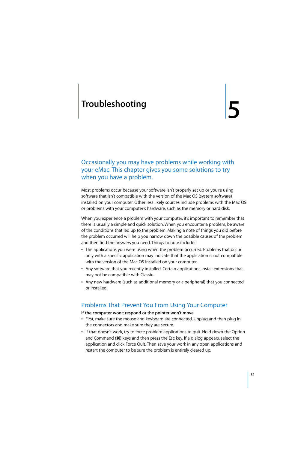 Troubleshooting | Apple eMac 2005 User Manual | Page 51 / 96