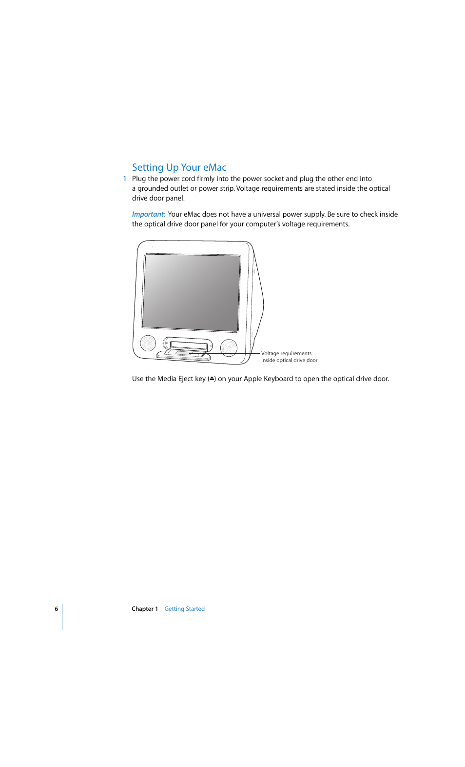 Setting up your emac | Apple eMac 2005 User Manual | Page 6 / 96