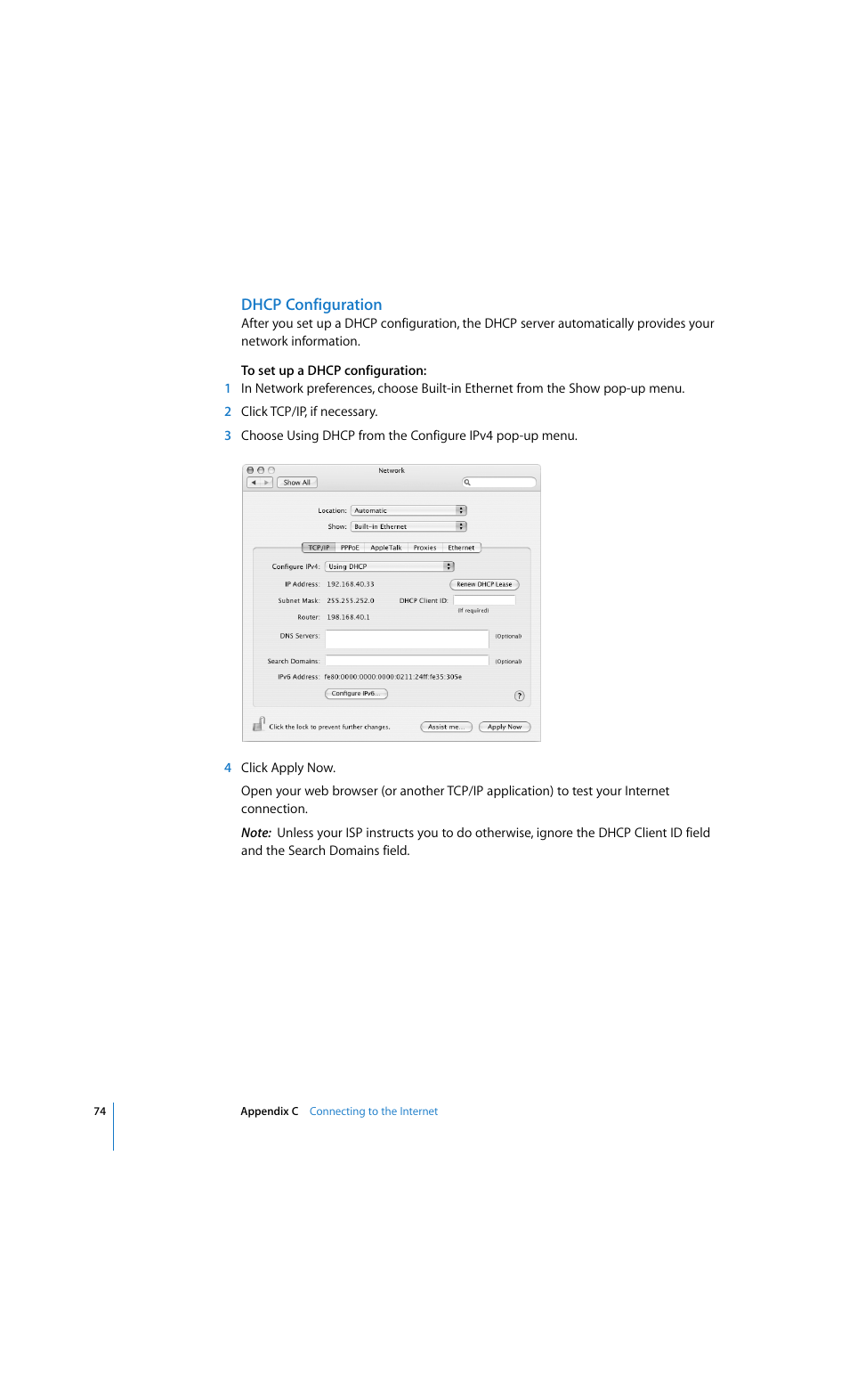 Dhcp configuration | Apple eMac 2005 User Manual | Page 74 / 96