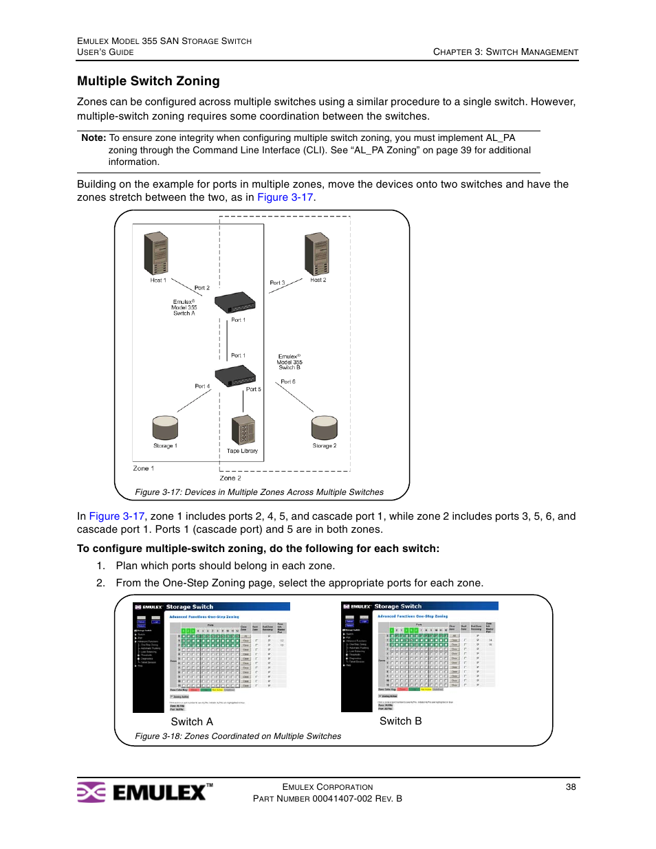 Multiple switch zoning | Emulex 355 (for Apple) User Manual | Page 41 / 72