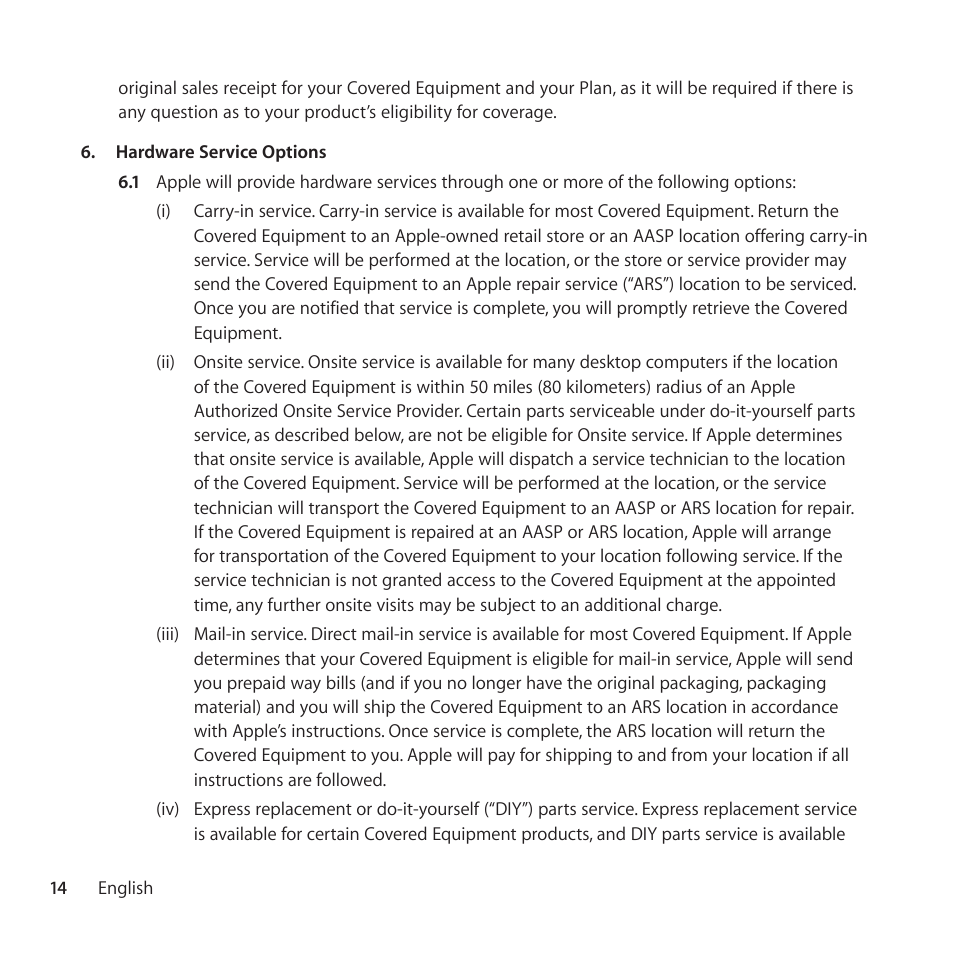 Apple AppleCare Protection Plan for Mac User Manual | Page 14 / 104