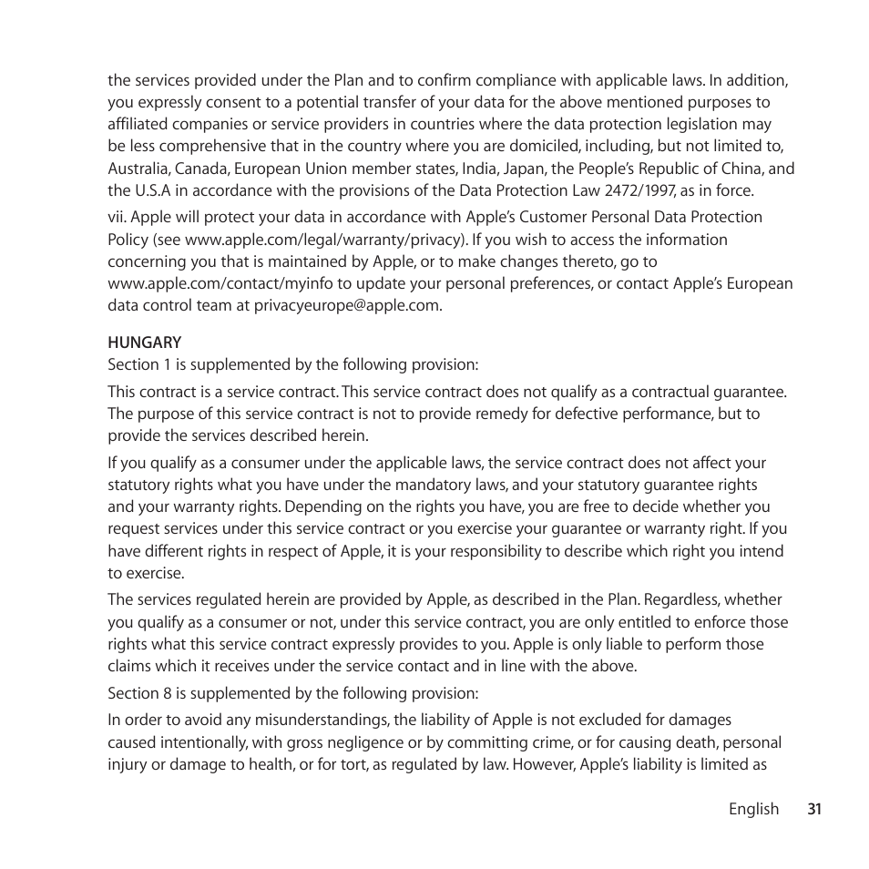 Apple AppleCare Protection Plan for Mac User Manual | Page 31 / 104