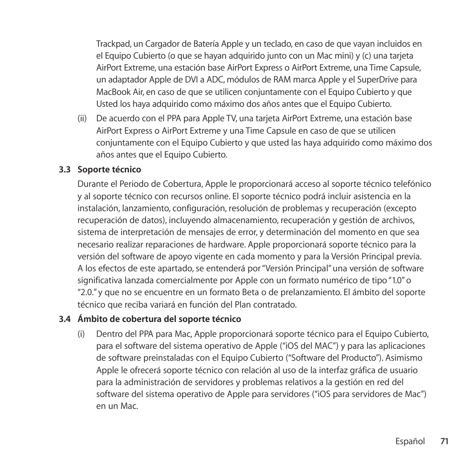 Apple AppleCare Protection Plan for Mac User Manual | Page 71 / 104