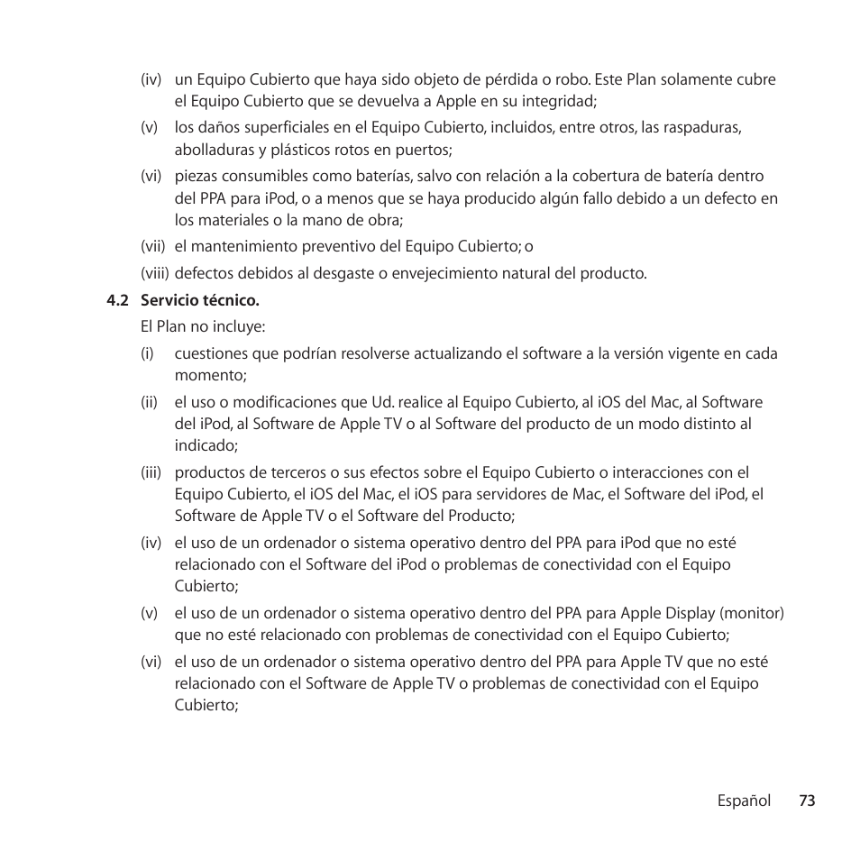 Apple AppleCare Protection Plan for Mac User Manual | Page 73 / 104