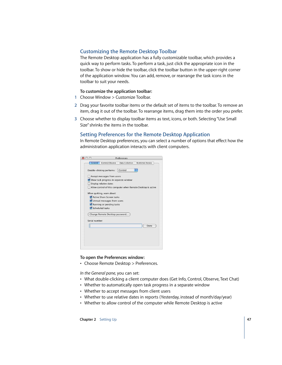Customizing the remote desktop toolbar | Apple Remote Desktop 2.2 User Manual | Page 47 / 116
