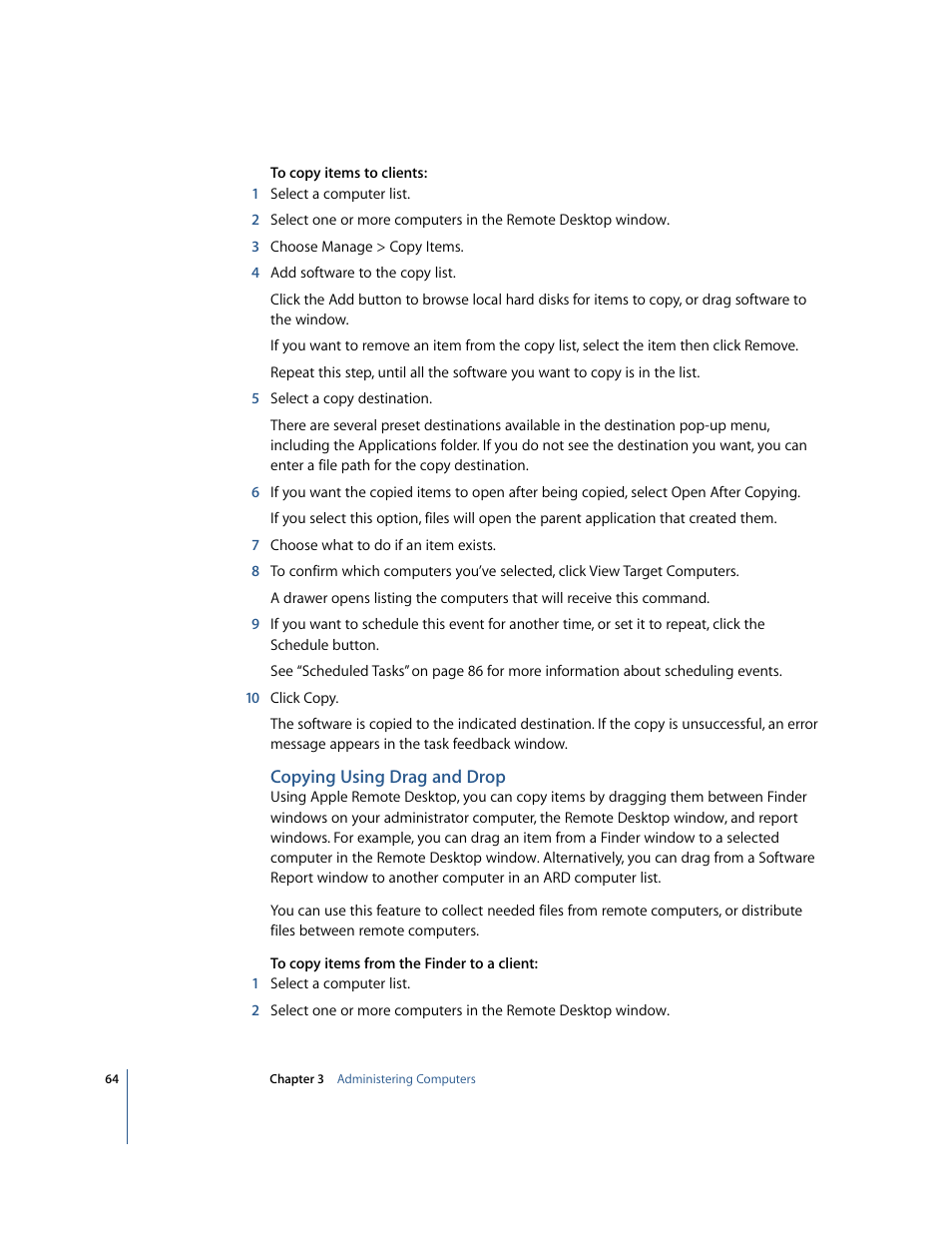 Copying using drag and drop | Apple Remote Desktop 2.2 User Manual | Page 64 / 116