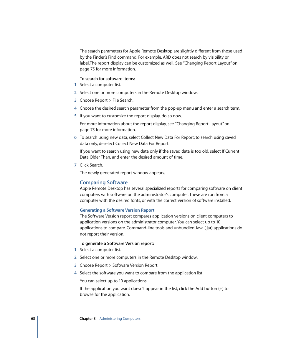 Comparing software | Apple Remote Desktop 2.2 User Manual | Page 68 / 116