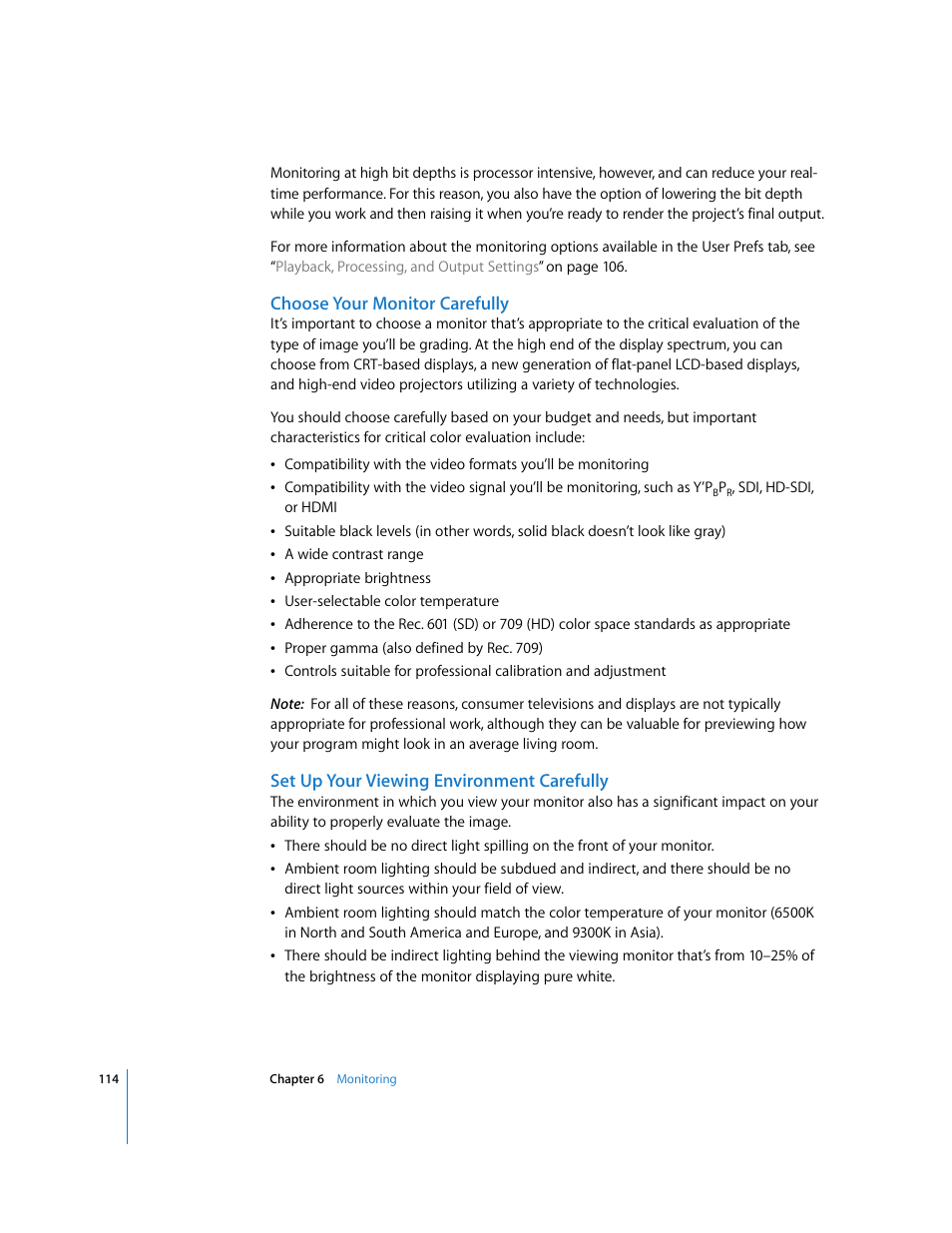 Choose your monitor carefully, Set up your viewing environment carefully | Apple Color 1.0 User Manual | Page 114 / 364