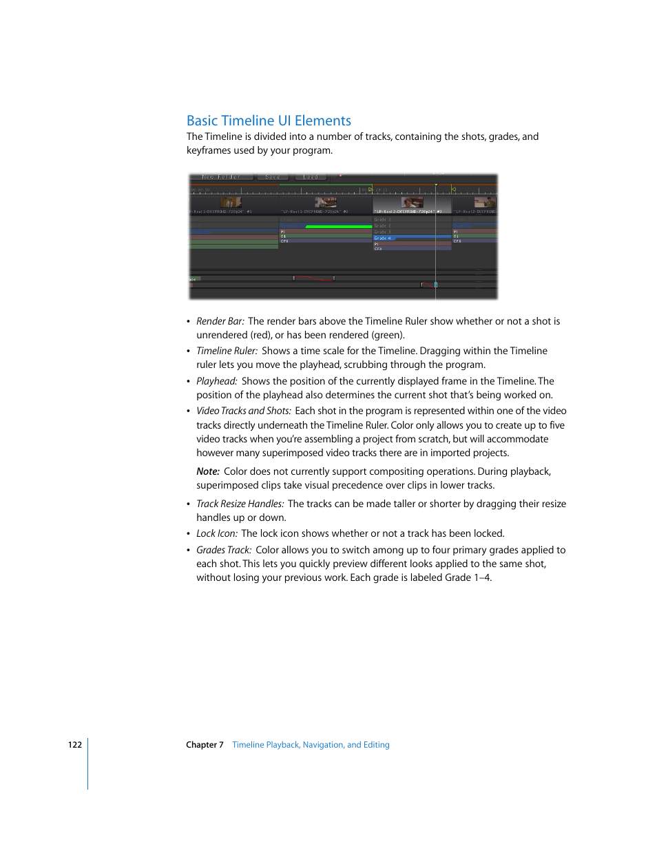 Basic timeline ui elements, P. 122) | Apple Color 1.0 User Manual | Page 122 / 364