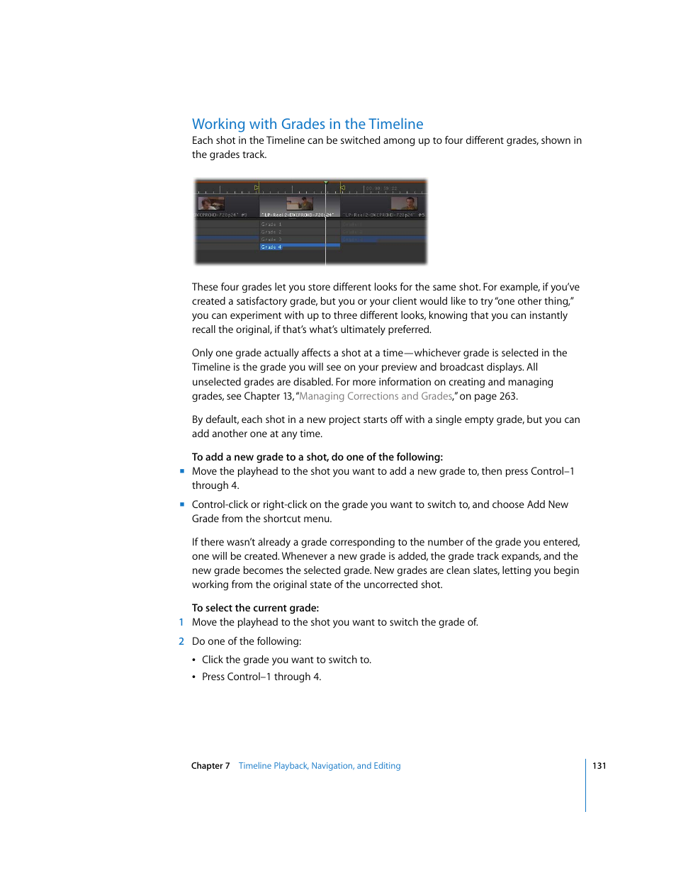 Working with grades in the timeline, P. 131) | Apple Color 1.0 User Manual | Page 131 / 364
