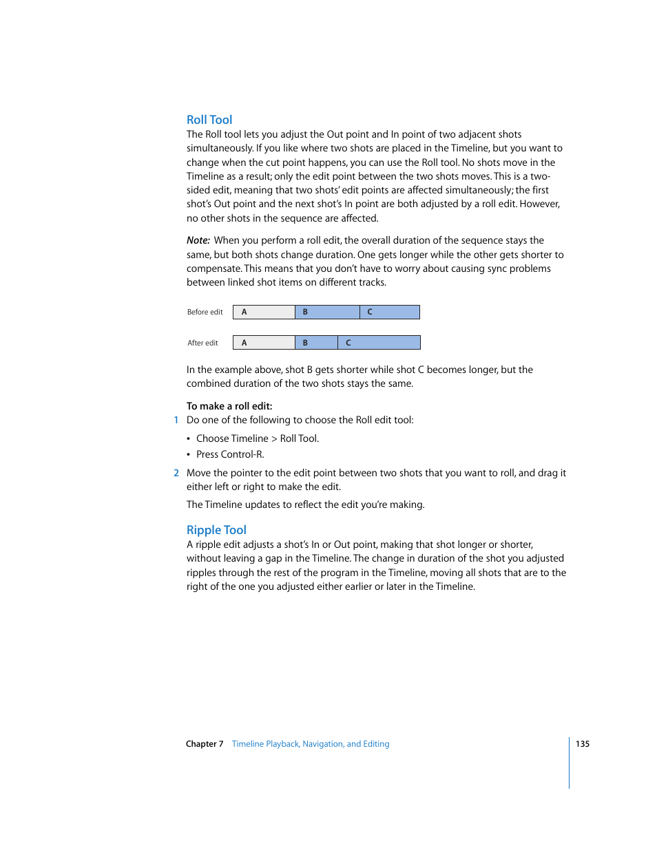 Roll tool, Ripple tool | Apple Color 1.0 User Manual | Page 135 / 364